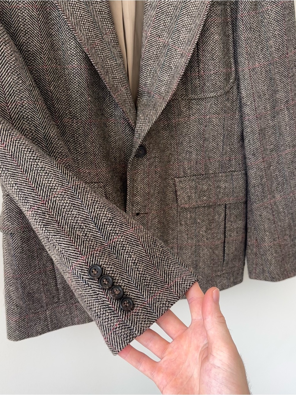 Vintage Ralph Lauren Wool Silk Blazer Women’s 10 Herringbone Tweed USA Jacket - Picture 6 of 14